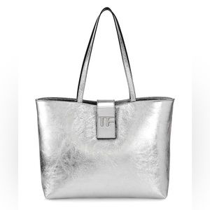 NWT’s TOM FORD East West Medium Metallic Silver Tote
